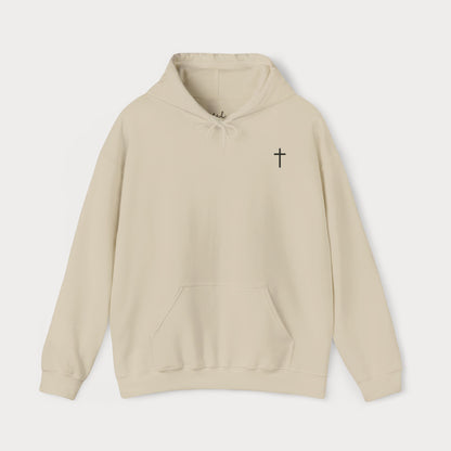 Christian Hoodie — “Need Prayer? Tap My Shoulder” Pullover with Small Cross