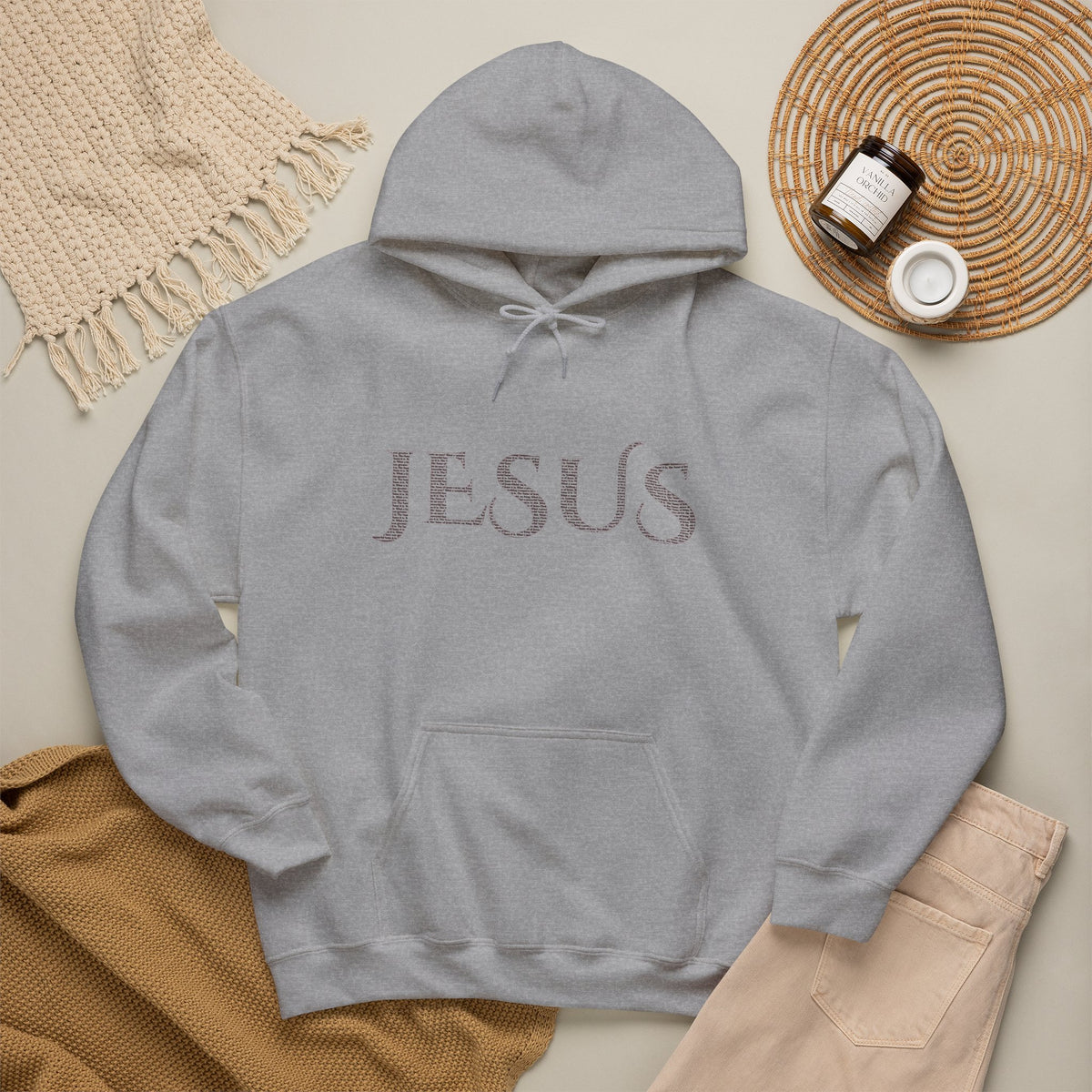 Jesus Hoodie — "What a Beautiful Name" Lyrics Typography