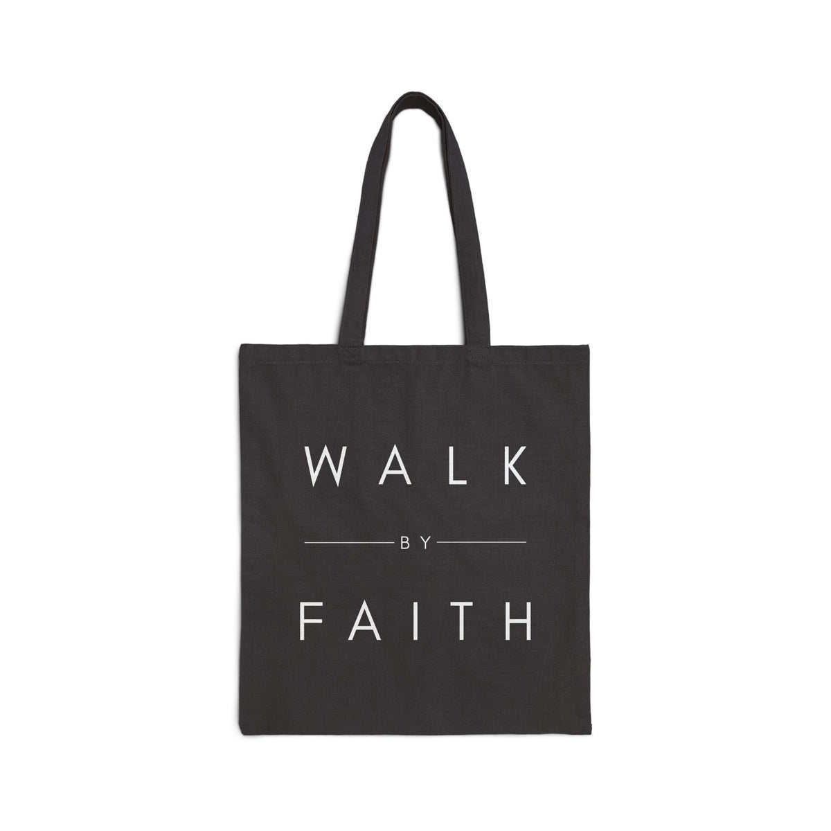 Walk By Faith Cotton Canvas Tote — Minimal Inspirational Scripture Tote