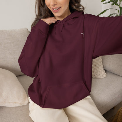 Christian Hoodie — “Need Prayer? Tap My Shoulder” Pullover with Small Cross
