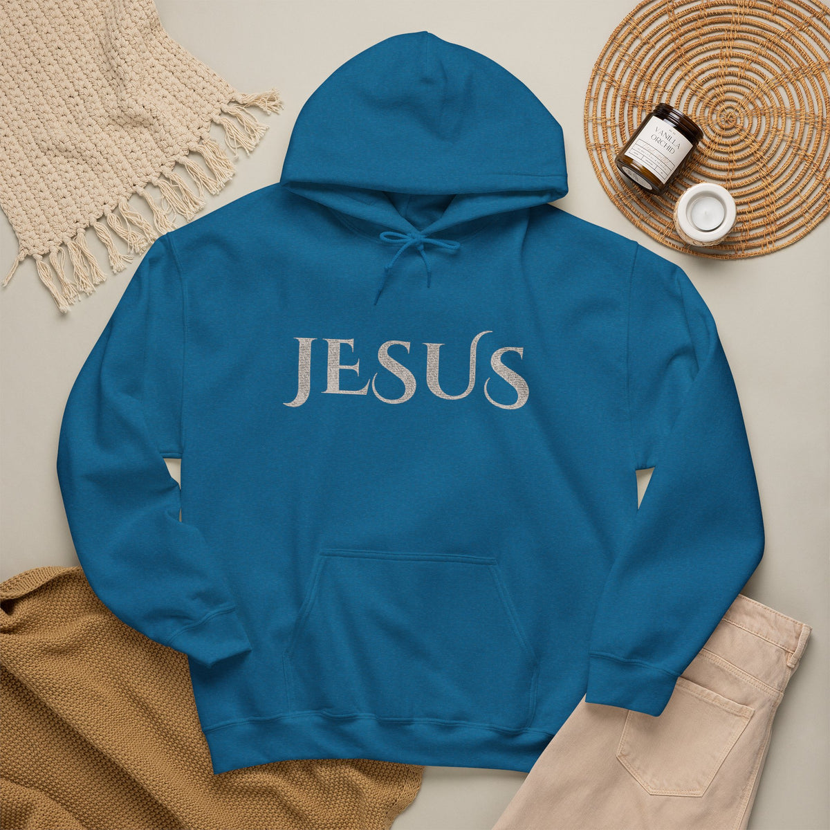 Jesus Hoodie — "What a Beautiful Name" Lyrics Typography