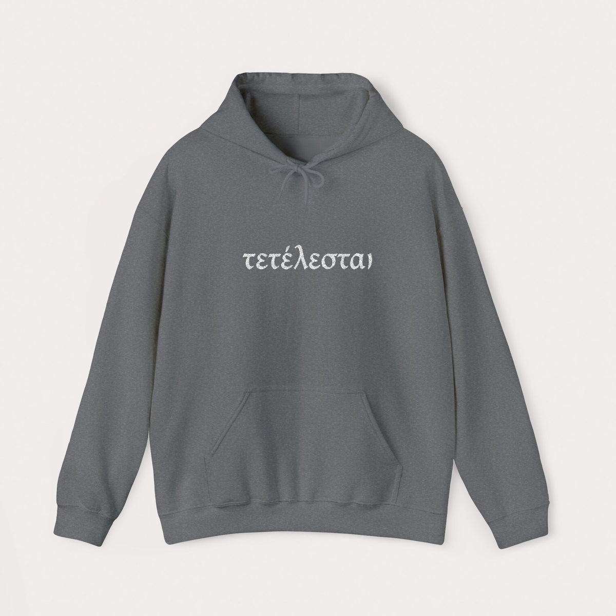 Embroidered Tetelestai Christian Hoodie – "It Is Finished" Greek Faith Pullover