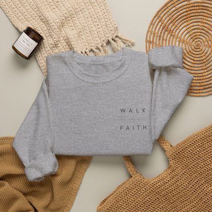 Embroidered "Walk By Faith" Crewneck Sweatshirt