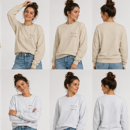 Embroidered "Walk By Faith" Crewneck Sweatshirt
