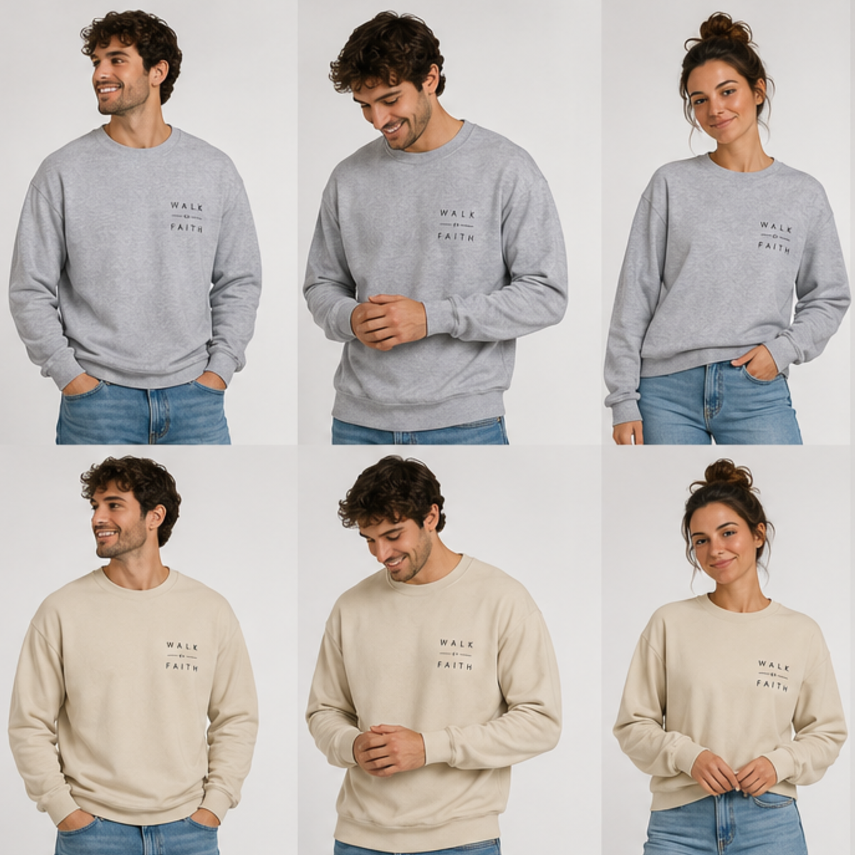 Embroidered "Walk By Faith" Crewneck Sweatshirt
