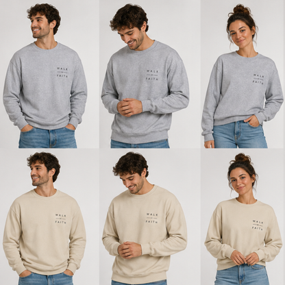 Embroidered "Walk By Faith" Crewneck Sweatshirt