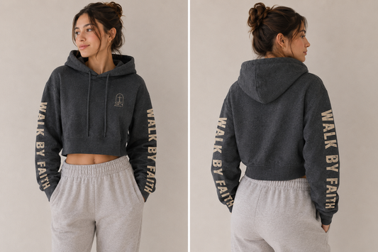 Cropped Fleece Hoodie – Women's Casual Cozy Pullover
