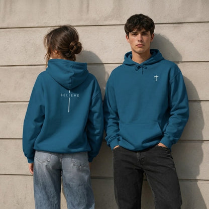 Believe Cross Hoodie — Minimal Christian Faith Sweatshirt