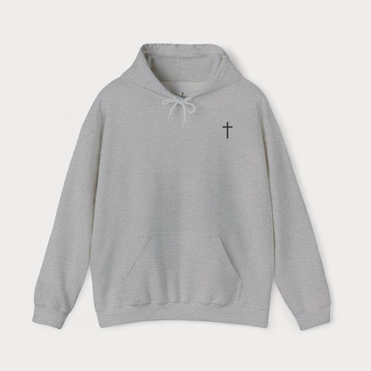 Christian Hoodie — “Need Prayer? Tap My Shoulder” Pullover with Small Cross